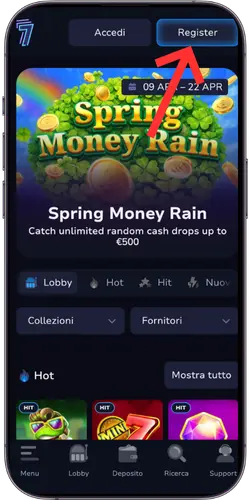 7Bit Casino homepage con bonus di benvenuto
