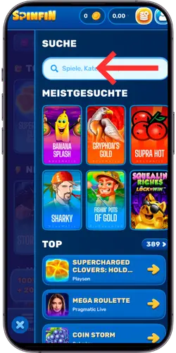 Spinfin Suchleiste